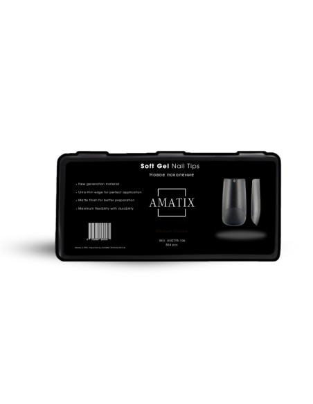 Amatix Soft Gel Nail Tips Medium Square 504uni 12 tamaños