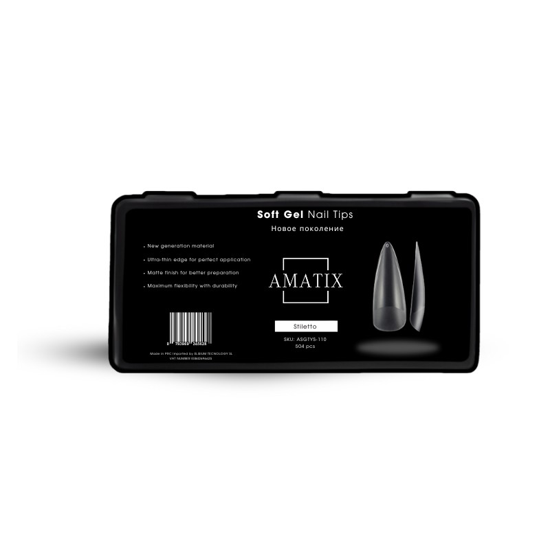 Amatix Soft Gel Nail Tips Stiletto 504uni 12...