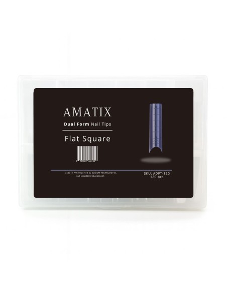 Amatix Dual Form Nail Tips Flat Square 120uni 12 tamaños
