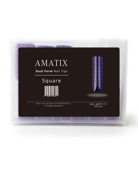 Amatix Dual Form Nail Tips Square 120uni 12 tamaños