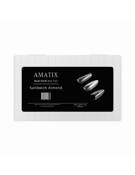 Amatix Dual Form Nail Tips Sandwich Almond 240uni 15 tamaños
