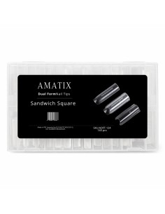 Amatix Dual Form Nail Tips Sandwich Square 140uni 15 tamaños