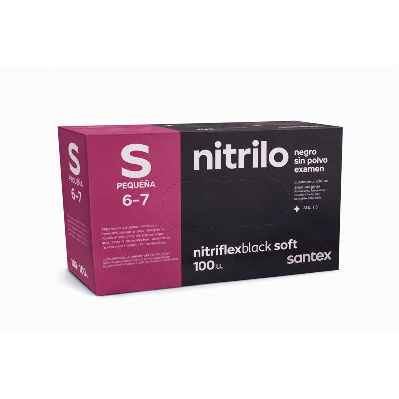 GUANTE NITRILO SIN POLVO NEGRO S