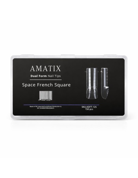 Amatix Dual Form Nail Tips Space French Square 150uni 15 tamaños